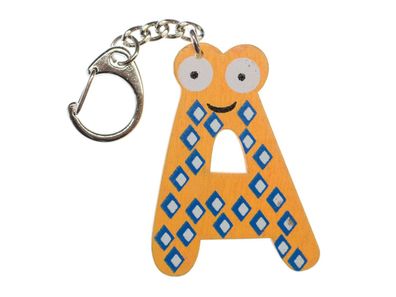 A Buchstabe Schlüsselanhänger Miniblings Anhänger Alphabet Initiale Orange Holz