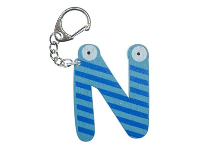 N Buchstabe Schlüsselanhänger Miniblings Anhänger Buchstaben Name Blau Holz