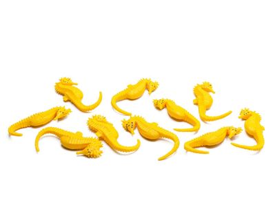 10x Seepferdchen Aufstellfigur Miniblings Gummitier Meer Riff Fische Figur Gelb