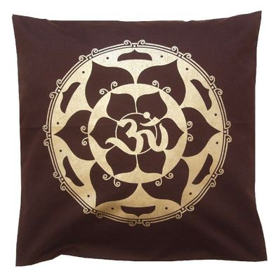 Kissenbezug OM Lotus Baumwolle braun 40 x 40 cm Kissenhülle Symbol