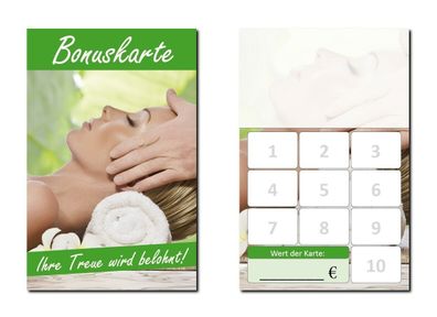 250 Stück Wellness Bonuskarten Treuekarten Massage Beauty Kosmetik Spa (BOK-417)