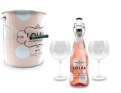 Lolea Set - Rosa Kühler mit Henkel + 2 Ballongläser + Lolea Sangria N°5 ROSE 0,