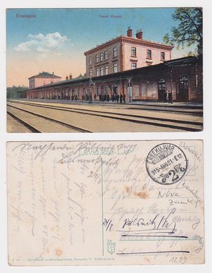 39241 Feldpost Ak Érsekújvár Neuhäusel Nové Zámky Bahnhof 1915