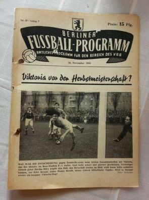 Berliner Fussball Programm ViktoriaTebe Berlin Union 06 Hertha BSC Berlin Köln