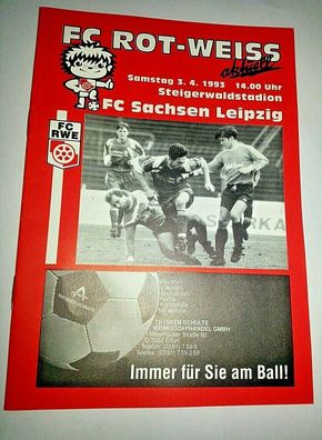 RW Erfurt Programm Regionalliga 1994/95 FC Sachsen Leipzig