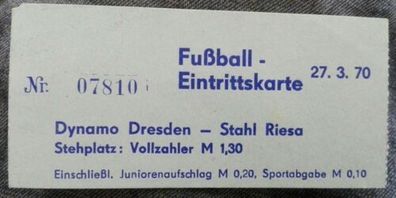 Ticket 1973 1.FC Lok Leipzig SG Dynamo Dresden DDR Oberliga Eintrittskarte SGD 