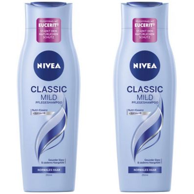 25,02EUR/1l 2 x Nivea Shampoo Classic Mild Haarshampoo Pflegeshampoo 250ml
