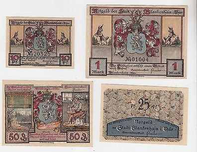 4 Banknoten Notgeld Stadt Blankenhain um 1921 kassenfrisch (104822)