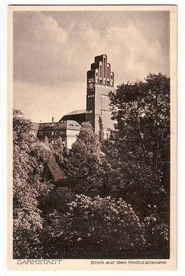 36063 Ak Darmstadt Blick auf den Hochzeitsturm 1928
