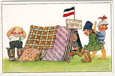 65229 Militär Humor Ak Kinder spielen "Entlausungsanstalt" um 1915