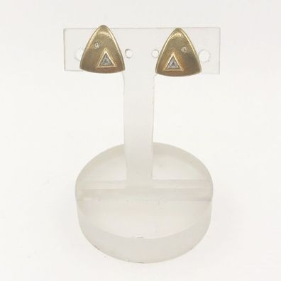 Damen Ohrringe aus 14 kt Gold mit 0.20 ct Simili und 0.01 ct Diamanten