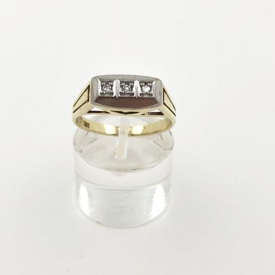 Ring aus 14 kt Gelb- und Weißgold mit 0.09 ct Diamanten - Gr 56 EU