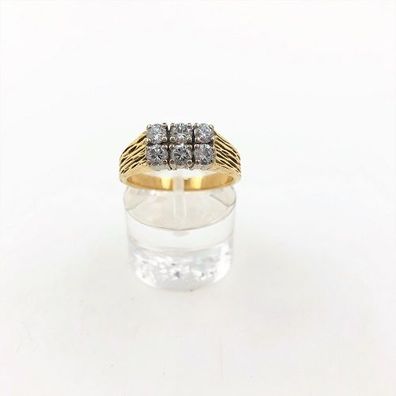 Damen Ring aus 18 kt Gelb- und Weißgold mit 0.60 ct Diamanten Gr 56 EU