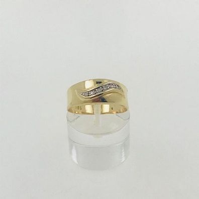 Band Ring aus 14 kt Gold mit 0.12 ct Diamanten Gr 54 EU