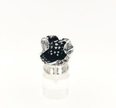 Massiver Designer Ring aus 925er Silber mit Blütenmotiv - Gr 53 EU