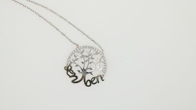 Halskette mit Anhänger Lebensbaum "Sen Ben" 925 Silber Zirkon