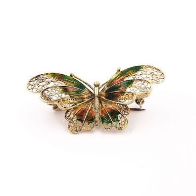 Filigraner Schmetterling aus 800er Silber mit Emaille - Antik und Handarbeit