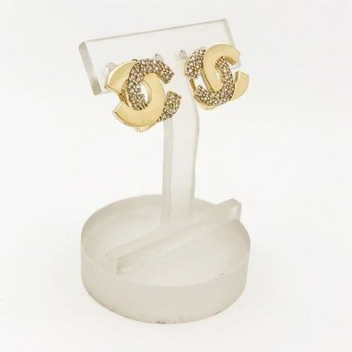 Ohrringe aus 14 kt Gold mit Zirkonia - Klappverschluss