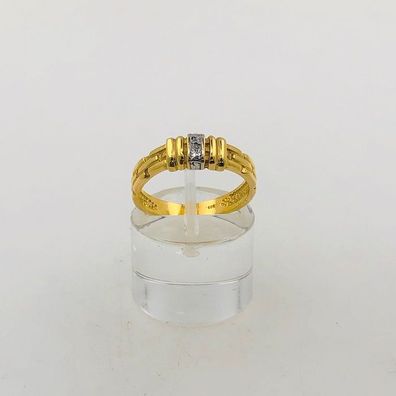 Damen Band Ring aus 14 kt Gold mit 0.01 ct Diamant - Gr 54 EU