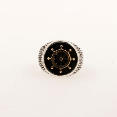 Herrenring aus 925er Silber mit Emallie Gr 59 EU