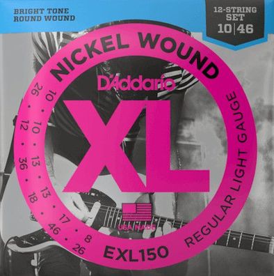 D'Addario EXL150 - regular light (010-046) - Saiten für 12-saitige E-Gitarre