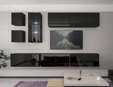 Oslo N280 Möbel für Wohnzimmer Wohnwand Mediawand Schrankwand Wohnschrank