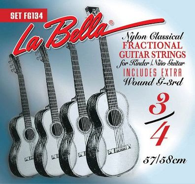 La Bella FG134 für 3/4-Gitarre - Nylonsaiten für Kindergitarre