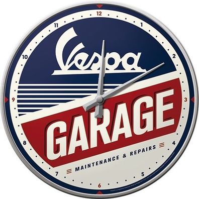 Vespa Garage Roller Nostalgie Wanduhr Glas 31 cm Wall Clock Neu