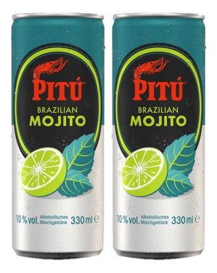 Pitu Brazilian Mojito 2er Set Cocktail 2x 0,33L (10% Vol) ready to drink Alkoho