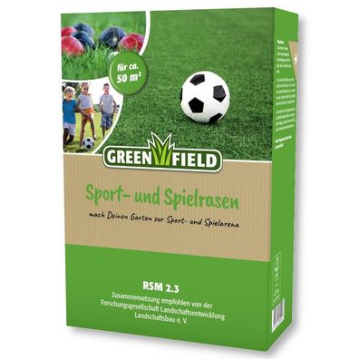 Greenfield Sportrasen und Spielrasen 1 kg Gras Samen Rasen Sport Familie Robust