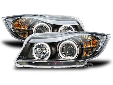 BMW E90 Angel Eyes Scheinwerfer schwarz Weiße LED Standlicht Ringe Europaw. zugel