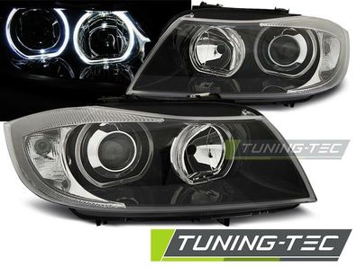 BMW E90 Angel Eyes Scheinwerfer weiße Ringe LED Schwarz 2008-2011 Europaw. zugel.