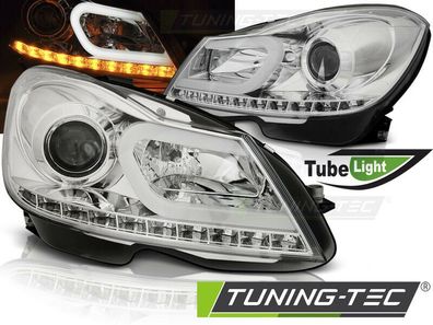 Mercedes C-Klasse W204 LED Tube Lightbar Scheinwerfer Chrom, LED Blinker 2011-14