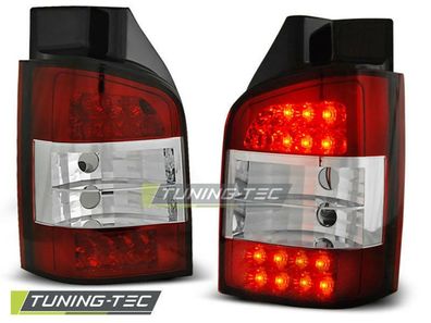 VW T5 LED Rückleuchten Rot-Weiß, klar, für Heckklappe 2003-2009 Europaweit zugel.