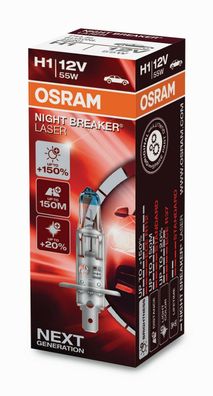 1x Osram H1 Night Breaker Laser Glühbirnen Leuchtmittel, Birne 55 Watt Xenon Look