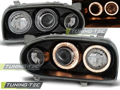 VW Golf 3 Angeleyes Optik Scheinwerfer Ringe + Blinker Schwarz, Bj. 1991-1997