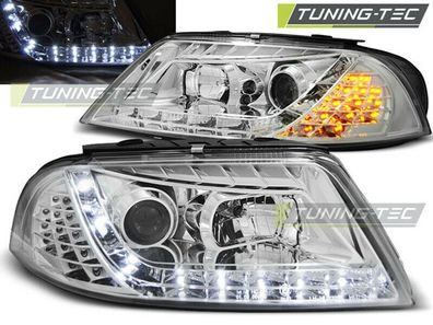 VW Passat 3BG Scheinwerfer LED Tagfahrlicht Optik LED Blinker, Chrom Bj.00-2005