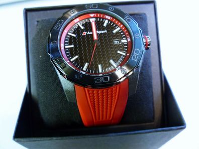 Audi Sport Armbanduhr Chronograph Uhr, schwarz Geschenkbox