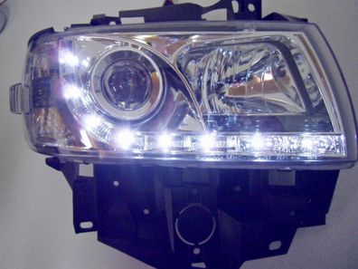 VW T4 LED Tagfahrlicht Optik Scheinwerfer Chrom Langer Vorderwagen 1996-2003