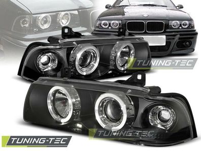 BMW E36 Angeleyes Scheinwerfer Set, schwarz Limousine, Touring, Compact 1990-1999