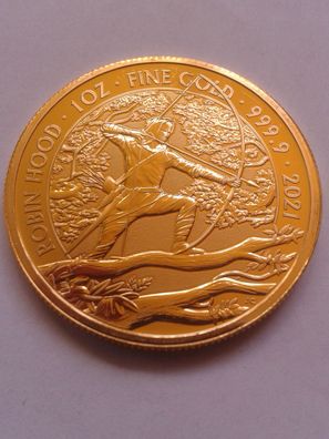 100£ 2021 100 Pfund 2021 Großbritannien Myths and legends Robin Hood 1 Unze 9999 Gold