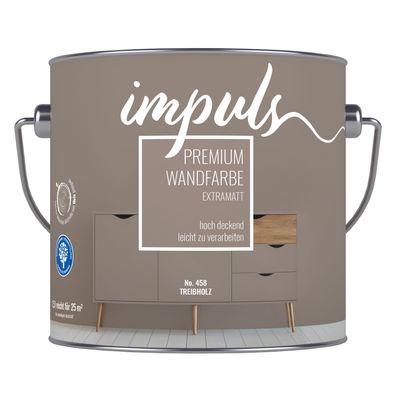 IMPULS Premium Trend Wandfarbe 2,5L Treibholz braun brown matt Farbe Innenfarbe