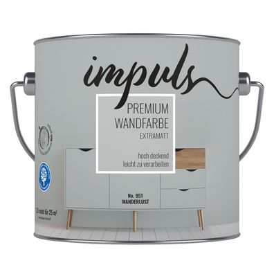 IMPULS Premium Trend Wandfarbe 2,5L Wanderlust grau extra matt Farbe Innenfarbe