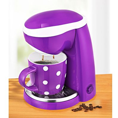 Mini-Kaffeemaschine 400 W Reise Kaffeemaschine Dauerfilter Camping Single lila