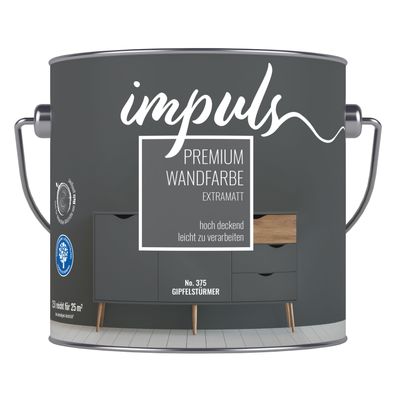 IMPULS Premium Trend Wandfarbe 2,5L Gipfelstürmer grau matt Farbe Innenfarbe