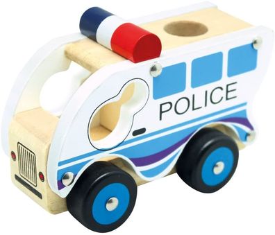 Bino & Mertens 84082 Holzauto Polizei Kleinkind Spielzeugauto Holzauto