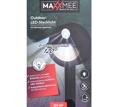 2-er Set LED Stecklicht Sensorlicht Bewegungsmelder Nachtlicht Maxxmee NEU