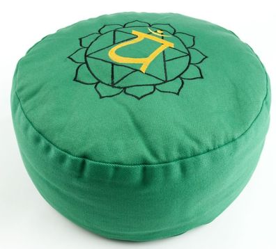 Meditationskissen OM 4. Chakra Buchweizen grün Sitzkissen Yogakissen Yogasitz