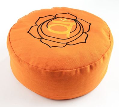 Meditationskissen OM 2. Chakra Buchweizen orange &Oslash; 35 cm Sitzkissen Yogakissen