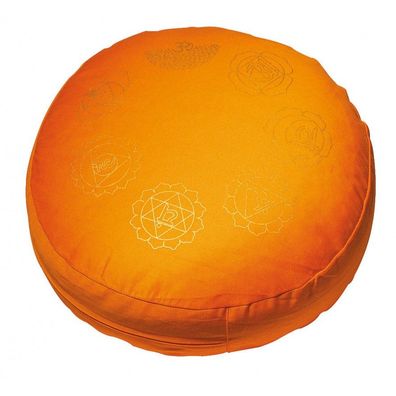 Meditationskissen 7 CHAKRA Dinkelspelz orange D: 35 cm Yogakissen Sitzkissen